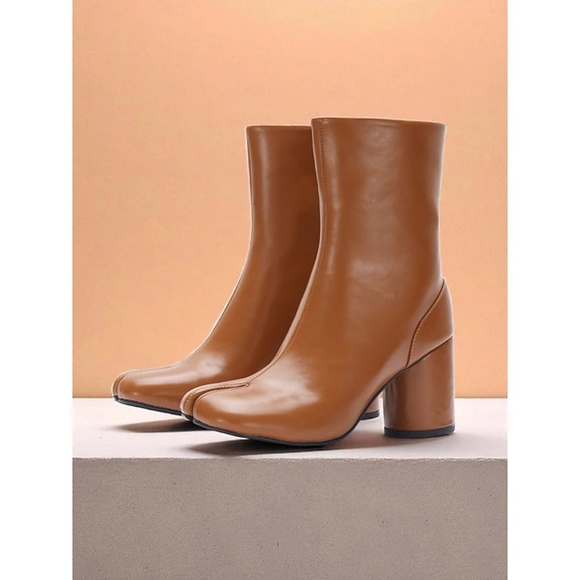 Boots Split Toe High Heel Women Boots Leather Women Shoes - Picture 6 of 11